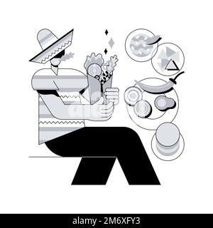 Illustrazione vettoriale del concetto astratto di cibo messicano. Cucina latino-americana, ristorante messicano, ricetta burrito, tex mex food, cucina tradizionale, spic Illustrazione Vettoriale