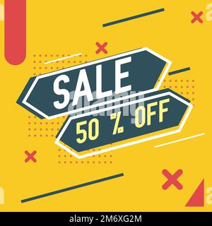 Vendita modello di design moderno Banner su sfondo giallo Foto Stock