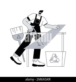 Illustrazione vettoriale astratta dei prodotti in legno senza rifiuti. Prodotti a zero rifiuti, legno riciclato, prodotti in legno senza rifiuti, articoli in bambù, ecocompatibili Illustrazione Vettoriale