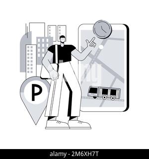 Illustrazione vettoriale del concetto astratto del sistema di trasporto intelligente. Gestione del traffico e del parcheggio, tecnologia intelligente per le città, sicurezza stradale, viaggi inf Illustrazione Vettoriale