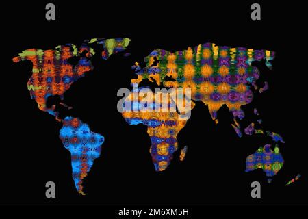 Circa delineato mappa del mondo come global business concetti Foto Stock