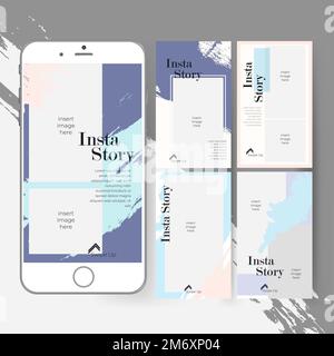 Modello di storia di social media design elegante colore sfondo vettore Illustrazione Vettoriale
