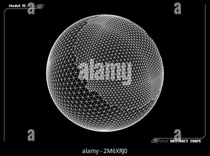 Astratto 3D forma a reticolo o elemento di base con bordo aperto. Astrazione geometrica della scienza e della tecnologia con forma deformata. Illustrazione Vettoriale