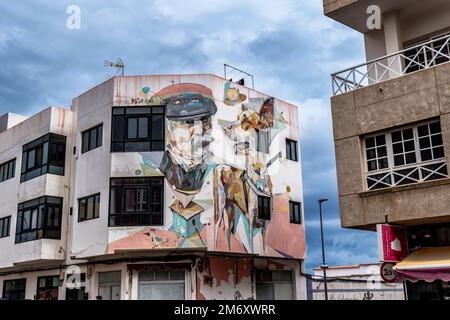 Arte murale a Puerto Rosario a Fuerteventura, Spagna Foto Stock