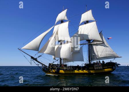 Replica brig ceco, partenza gara Turku, 2017 Foto Stock