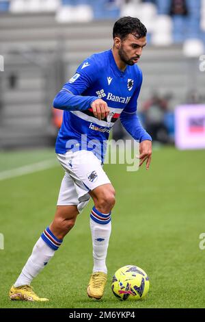 Mehdi Leris di UC Sampdoria in azione durante la Serie Una partita di calcio tra US Sassuolo e UC Sampdoria allo stadio Città del Tricolore di Reggio Foto Stock