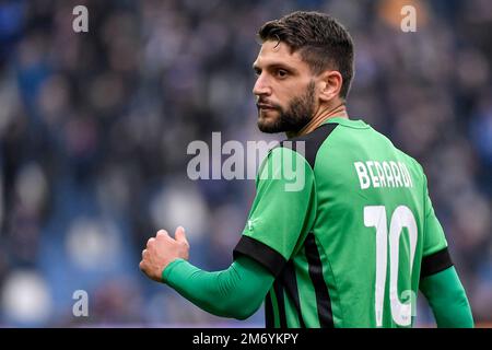 Domenico Berardi di US Sassuolo durante la Serie Una partita di calcio tra US Sassuolo e UC Sampdoria allo stadio Città del Tricolore di Reggio Emilia Foto Stock