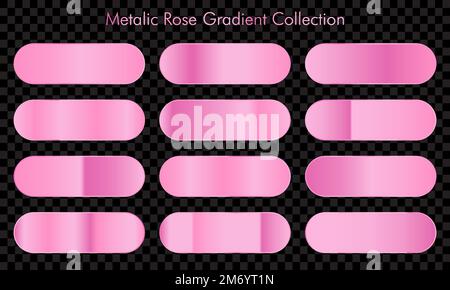 Collezione di sfondi sfumati oro rosa. Set di texture metalliche rosa. Illustrazione vettoriale Illustrazione Vettoriale