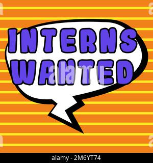 Scrittura a mano di testo interns voluto. Idea di business cercando sul tirocinante lavoro part-time studente Foto Stock