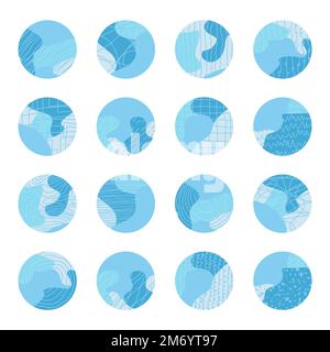 Raccolta icone cerchio. Doodle forme rotonde testurizzate, segni, set di simboli. Evidenziare le copertine, gli elementi per l'identità del marchio. Illustrazione vettoriale Illustrazione Vettoriale