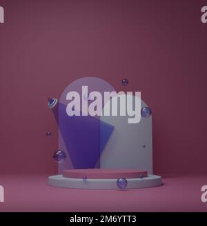 rendering 3d. scendi in scena con podi cilindrici per l'esposizione dei prodotti Foto Stock