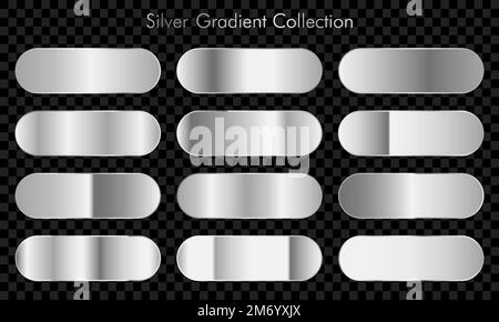 Enorme grande collezione di gradienti d'argento di sfondo swatches. Struttura di sfondo argento. Illustrazione vettoriale Illustrazione Vettoriale