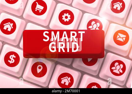 Didascalia concettuale Smart Grid. Parola per include misure operative ed energetiche, compresi i contatori Foto Stock