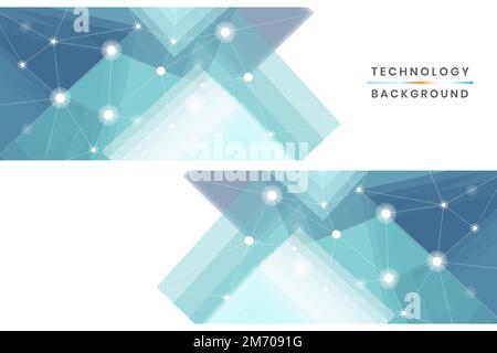 Banner tecnologia blu e bianco collezione vettoriale Illustrazione Vettoriale