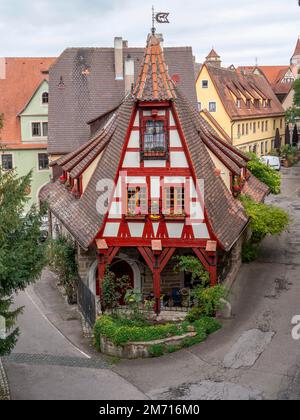 Casa a graticcio Gerlachschmiede in Wenggasse, Rothenburg ob der Tauber, Franconia Centrale, Franconia, Baviera, Germania Foto Stock