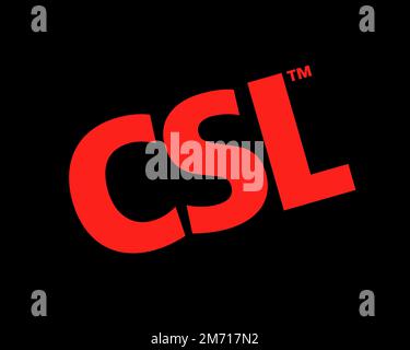 CSL Limited, logo ruotato, sfondo nero Foto Stock