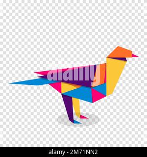 Origami dell'uccello. Design astratto colorato e vivace del logo degli uccelli. Origami animali. Illustrazione vettoriale Illustrazione Vettoriale
