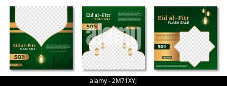 Modello montante di montaggio EID al. Modello post sui social media. Modello banner di vendita EID al fitr. Illustrazione vettoriale Illustrazione Vettoriale