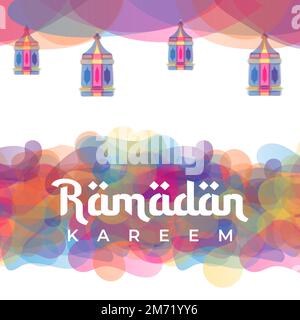 Biglietto d'auguri Ramadan o sfondo banner. Lanterne disegnate a mano. Ramadan Kareem decorazione disegnata a mano sfondo. Disegno vettoriale per hol musulmano del ramadan Illustrazione Vettoriale