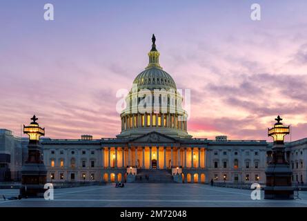 Gli Stati Uniti Campidoglio al tramonto, Washington DC, Stati Uniti d'America. Foto Stock