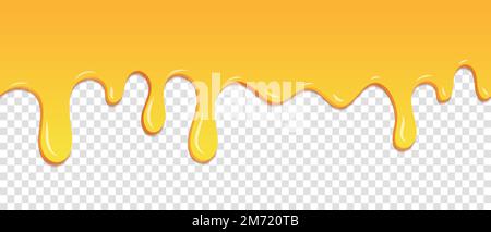 Modello senza cuciture di miele fuso gocciolando. Dessert sfondo con miele fuso. Motivo senza cuciture per striscioni. Illustrazione vettoriale Illustrazione Vettoriale
