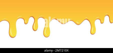 Modello senza cuciture di miele fuso gocciolando. Dessert sfondo con miele fuso. Motivo senza cuciture per striscioni. Illustrazione vettoriale Illustrazione Vettoriale