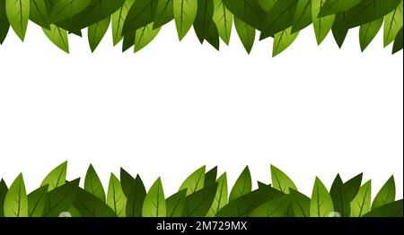 Struttura delle foglie tropicali. Angoli con foglie verdi. Cornice con foglie verdi. Verde foglie cornice layout natura. Foglie verdi fresche. Illustrazione vettoriale Illustrazione Vettoriale