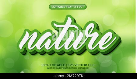 Natura verde effetto testo modificabile. Effetto stile testo modificabile. Tema stile testo natura. Illustrazione vettoriale Illustrazione Vettoriale