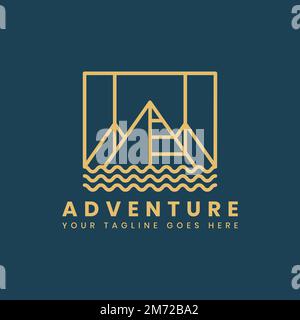 Modello di badge con logo Adventure Outdoor Illustrazione Vettoriale