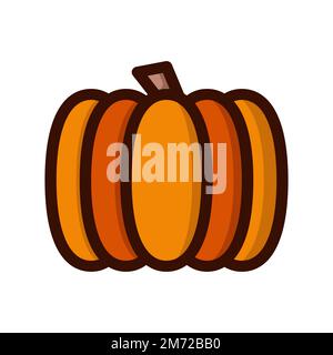 Icona della zucca. Icona colorata di zucca cartoon. Vettore di zucca isolato. Zucca arancione. Verdure in stile piatto. Logo di zucca. Illustrazione vettoriale Illustrazione Vettoriale