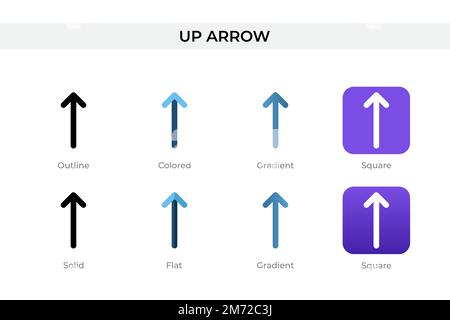 icona freccia su con stile diverso. icone vettoriali con freccia verso l'alto progettate in stile contorno, solido, colorato, sfumato e piatto. Simbolo, illustrazione del logo. Vect Illustrazione Vettoriale