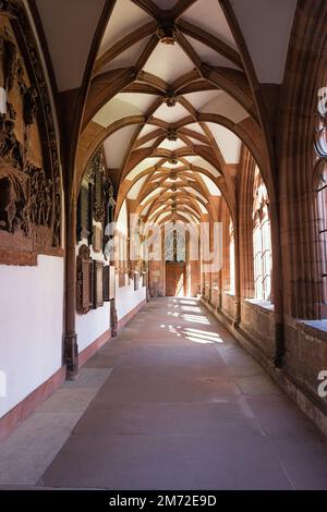 Corridoio con luce solare nella Cattedrale di Basilea Minster a Basilea Foto Stock