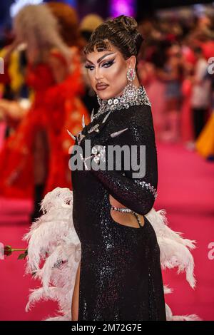 Londra, Regno Unito. 06th Jan, 2023. A'Whora al lancio del Drag con UK 2023 di RuPaul a Londra. Credit: SOPA Images Limited/Alamy Live News Foto Stock