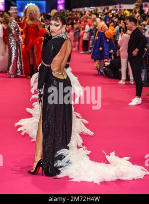 Londra, Regno Unito. 06th Jan, 2023. A'Whora al lancio del Drag con UK 2023 di RuPaul a Londra. (Foto di Brett Cove/SOPA Images/Sipa USA) Credit: Sipa USA/Alamy Live News Foto Stock