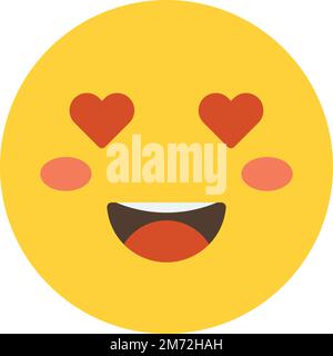 emoji facciali sorridenti con illustrazione del cuore in stile minimal isolato sullo sfondo Illustrazione Vettoriale