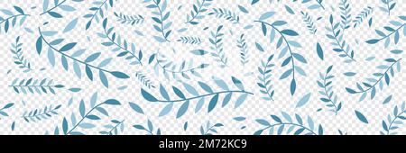Modello invernale senza cuciture con foglie. Motivo vettoriale senza cuciture floreale disegnato a mano. Motivo fantasia floreale. Illustrazione vettoriale Illustrazione Vettoriale
