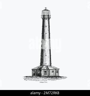 Lobos cay di Circular relativo a Fari, navi da carico, boe e beacons (1863) pubblicato da Alexander Gordon. Originale dal British Librar Illustrazione Vettoriale