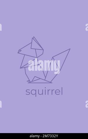 scoiattolo origami. Linea astratta arte scoiattolo logo design. Origami animali. Linea animale art. Illustrazione del profilo del negozio di animali domestici. Illustrazione vettoriale Illustrazione Vettoriale