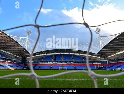 Bolton, Regno Unito. 07th Jan, 2023. Vista generale dello stadio dell'Università di Bolton durante la partita della Sky Bet League 1 Bolton Wanderers vs Plymouth Argyle all'Università di Bolton Stadium, Bolton, Regno Unito, 7th gennaio 2023 (Photo by Stanley Kasala/News Images) a Bolton, Regno Unito il 1/7/2023. (Foto di Stanley Kasala/News Images/Sipa USA) Credit: Sipa USA/Alamy Live News Foto Stock