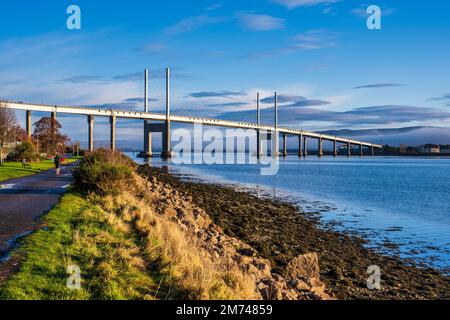 Kessock Bridge visto da North Kessock sulla Black Isle a Ross e Cromarty, Highland, Scozia, Regno Unito Foto Stock