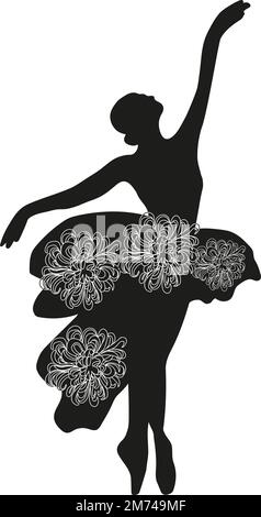 Acquerello danzante rosa bella ballerina con fiori e luna. Illustrazione disegnata a mano con acquerello. Può essere utilizzato per schede o poster. Foto Stock