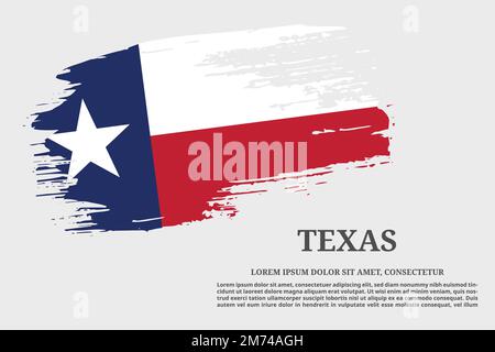 Texas US bandiera grunge pennello e poster di testo, vettore Illustrazione Vettoriale