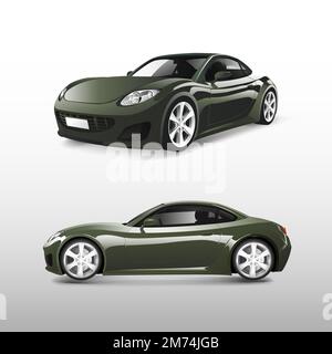 Auto sportiva verde isolata su vettore bianco Illustrazione Vettoriale
