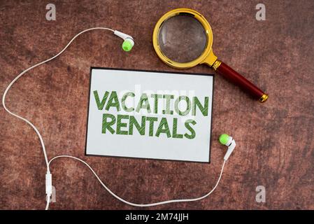 Cartello di testo che mostra gli Appartamenti Vacanze. Business Overview affittare di casa appartamento condominio per un breve soggiorno Foto Stock