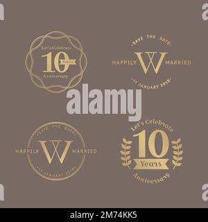 Emblema di celebrazione e stemmi insieme vettoriale Illustrazione Vettoriale