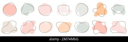 Set di forme astratte fluide in colori pastello. Illustrazioni vettoriali piatte Illustrazione Vettoriale
