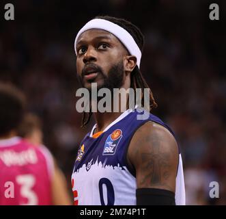 Bonn, Germania. 06th Jan, 2023. Telekom Dome, Basketball Bundesliga, Matchday 14, Telekom Basket Bonn vs Rostock SeaWolves, JeQuan Lewis (Rostock) Credit: Juergen Schwarz/Alamy Live News Foto Stock