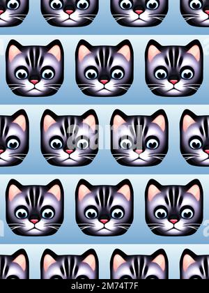Pattern vettoriale senza giunture di volti divertenti del gatto Illustrazione Vettoriale