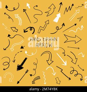 Set di frecce vettoriali disegnate a mano Illustrazione Vettoriale