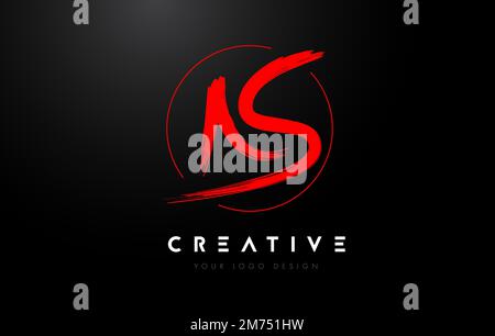 Logo Red AS Brush Letter. Vettore artistico di concetto del logo Brush Letters scritto a mano. Illustrazione Vettoriale